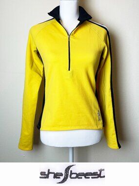 SheBeest Cycling Yellow Quarter-Zip Long Sleeve Athletic Top Women's Size M EUC